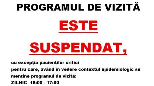 Acces restricționat la Spitalul Județean Baia Mare. Vizitele, suspendate în mai multe secții
