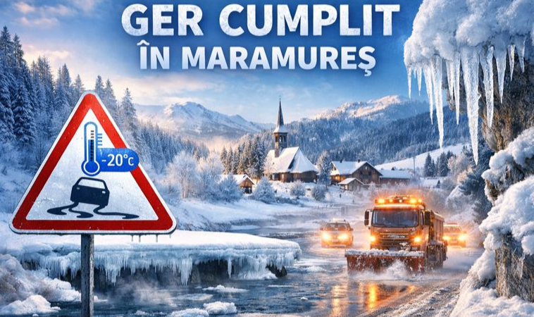 A doua noapte consecutivă cu minus 20 de grade la Târgu Lăpuș. Atenție mare la țurțuri