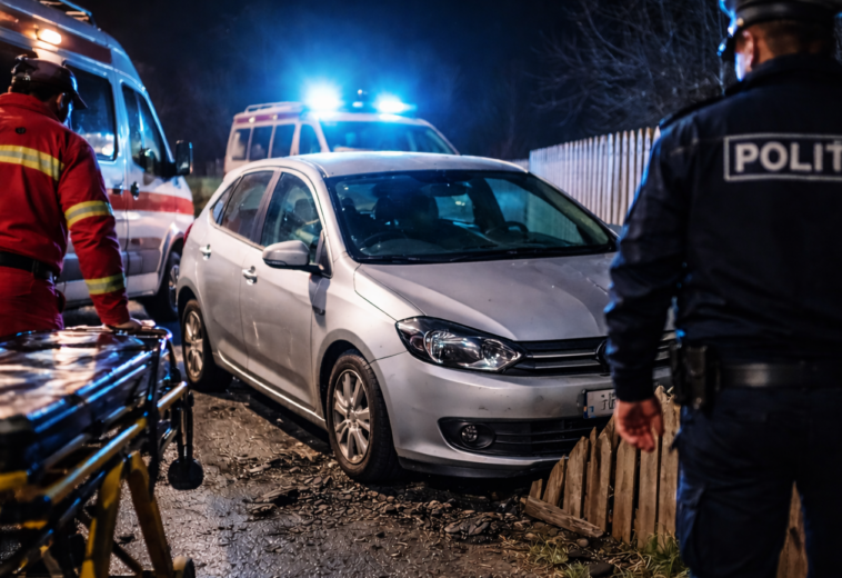 Mașină ieșită în decor în Vișeu de Sus. Doi tineri au ajuns la spital