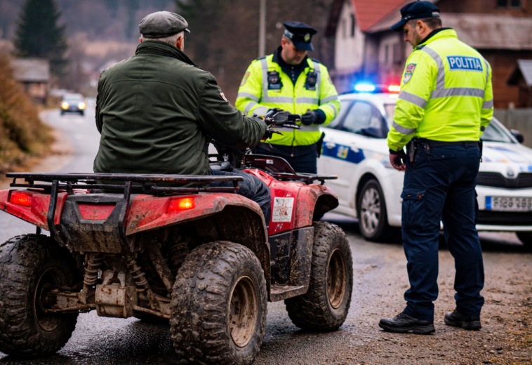 La 78 de ani, la plimbare cu ATV-ul prin Budești, fără permis și fără griji