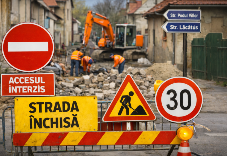 Două zile fără acces auto pe strada Șteampului din Baia Mare. Vezi exact tronsonul și intervalul restricției