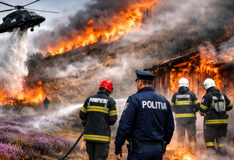 A ars un lan de lavandă. Trei incendii într-o oră stinse cu elicopterul Black Hawk. Vezi ce amenzi record s-au dat