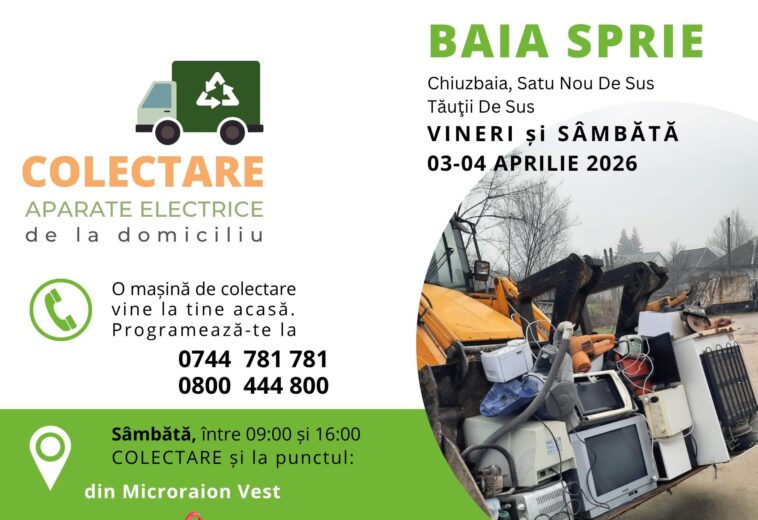 Colectare de aparate electrice în Baia Sprie, Chiuzbaia, Satu Nou de Sus și Tăuții de Sus