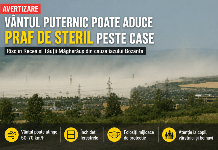 Închideți-vă în case – Nori de praf de steril pot afecta două localități din vecinătatea Băii Mari.