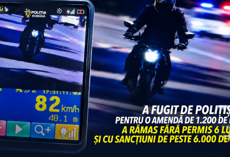 Urmărire ca-n filme pe străzile din Baia Mare. Un motociclist a încercat să scape de polițiști