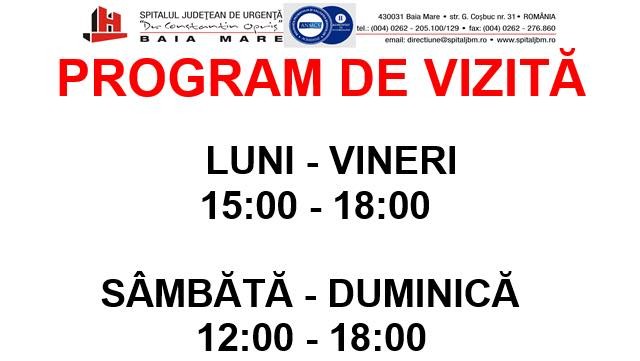 Program nou de vizită la Spitalul Județean Baia Mare. Ce trebuie să știe aparținătorii