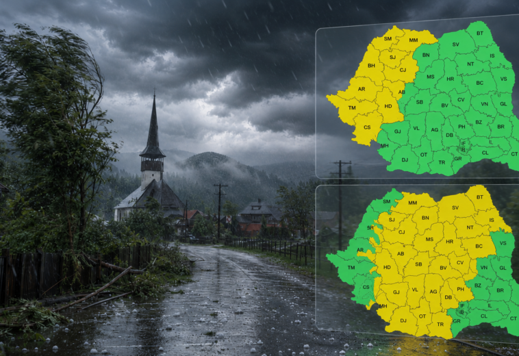 Cod galben în Maramureș. Două valuri de vreme severă în aceeași zi