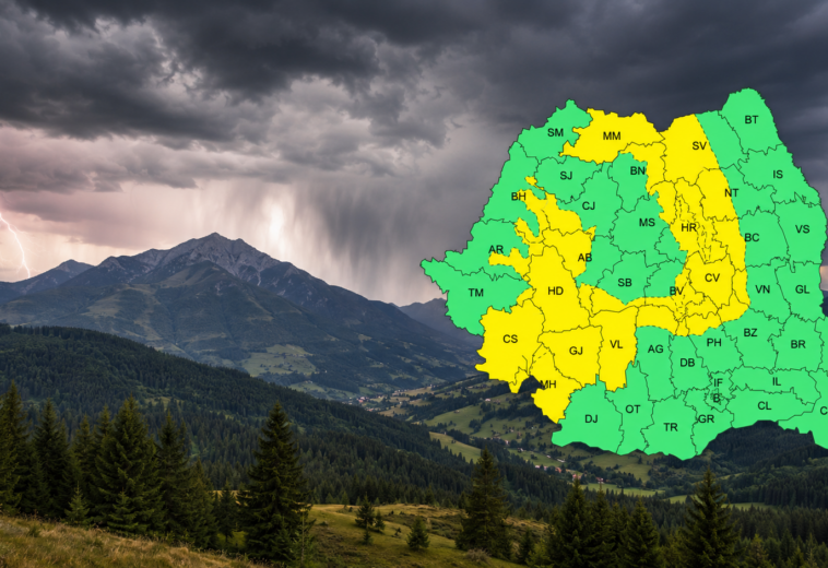 După ziua de caniculă, vin furtunile. Zone din Maramureș apar pe harta Codului Galben de marți