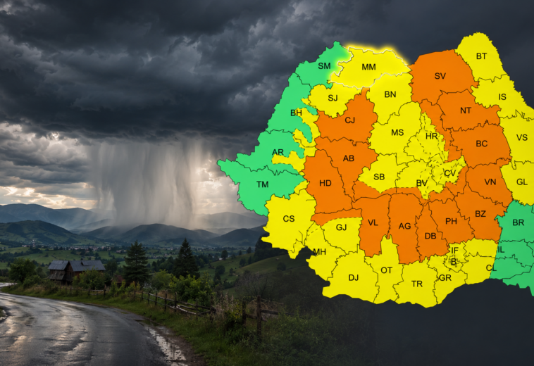 Ploi torențiale, vijelii și grindină până vineri dimineață. Cod galben prelungit pentru Maramureș