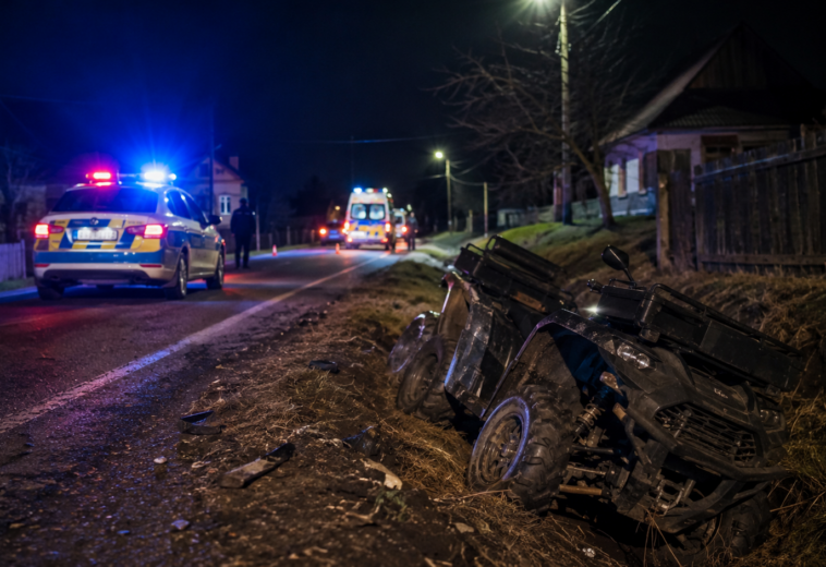 În decor cu ATV-ul neînmatriculat, la Poienile de Sub Munte. Polițiștii au găsit mai multe nereguli grave