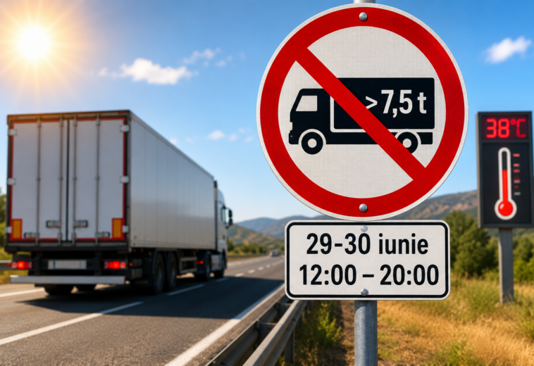 Restricții pentru camioane în Maramureș, din cauza caniculei. Când nu au voie tirurile pe drumuri