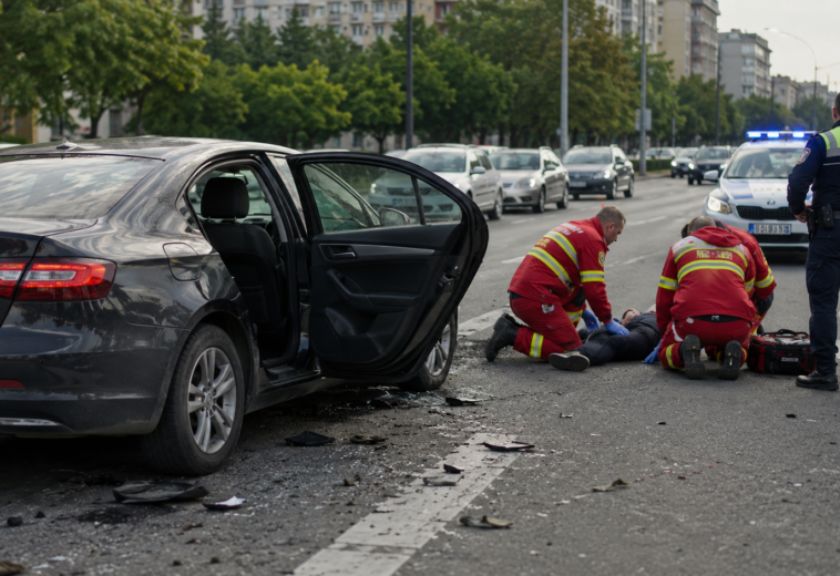 Ride sharing cu scandal și final la spital. S-a prins de portiera unei mașini aflate în mers