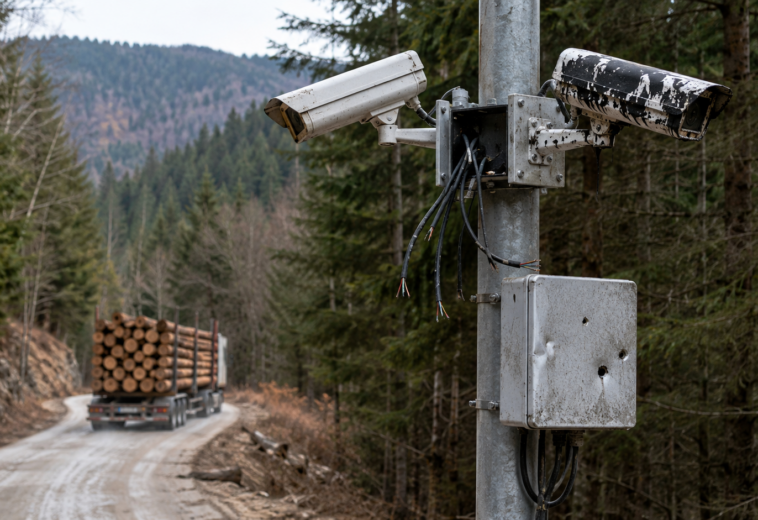 Mafia lemnului – Camerele care monitorizează transporturile de lemn, distruse la Băile Borșa și Rona de Sus