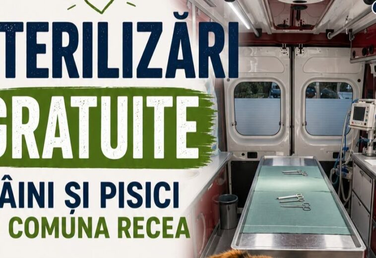 Sterilizări gratuite pentru câini și pisici la Recea, cu noua ambulanță veterinară