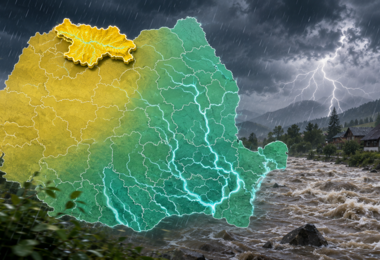 Maramureș, sub două Coduri galbene. Vijelii puternice și risc de viituri până marți dimineață