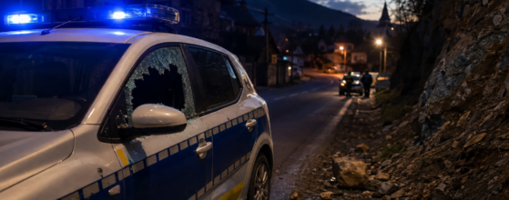 Autospecială Poliție atacată