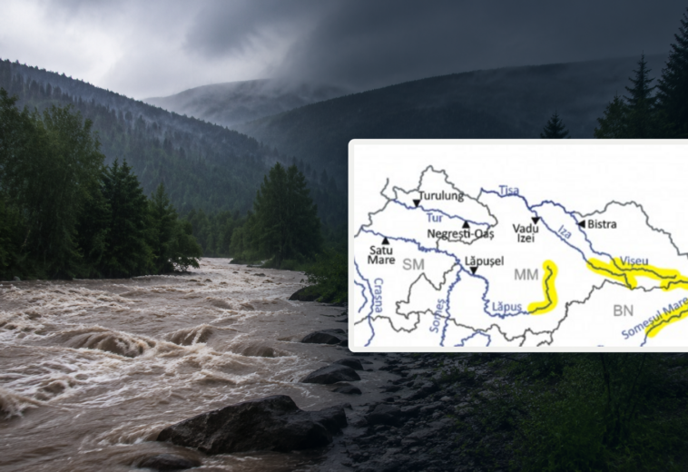 Unde pot apărea inundații până vineri dimineață în Maramureș. Cod galben de viituri în județ