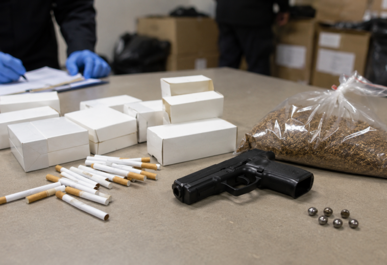 Țigarete, tutun și o armă, ridicate după șapte percheziții în Bogdan Vodă
