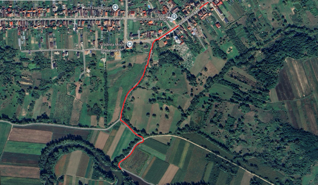 Harta acces traversare Lăpuș - porțiunea Mocira