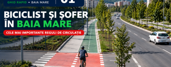 Biciclist și șofer în Baia Mare 01