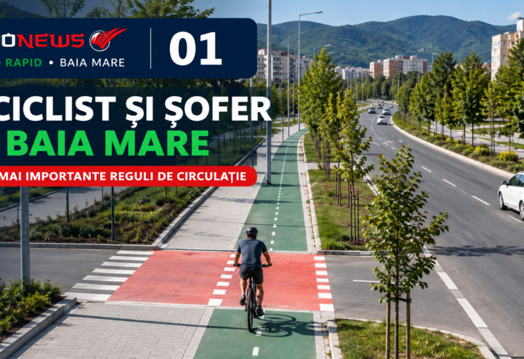 Biciclist și șofer în Baia Mare 01