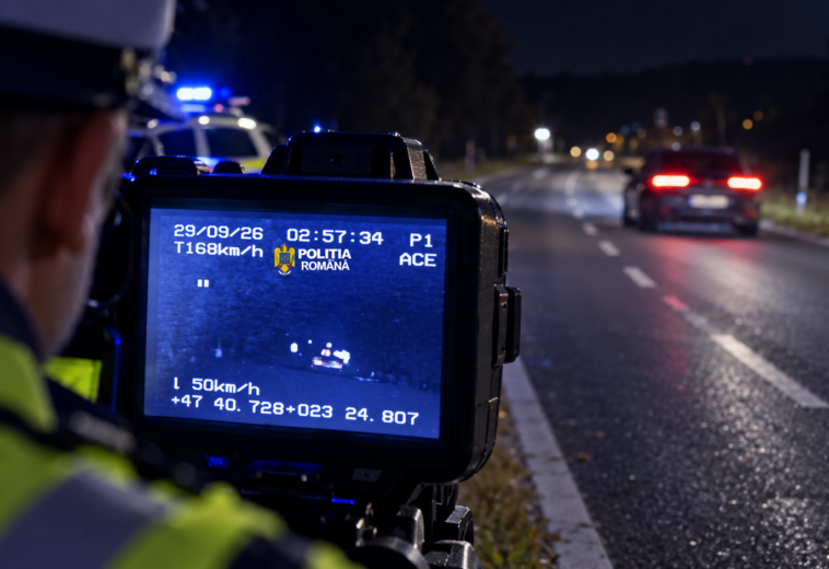 168 km/h pe DN 1C, la ora 3 dimineața. Șoferul de 24 de ani a refuzat recoltarea de probe de sânge