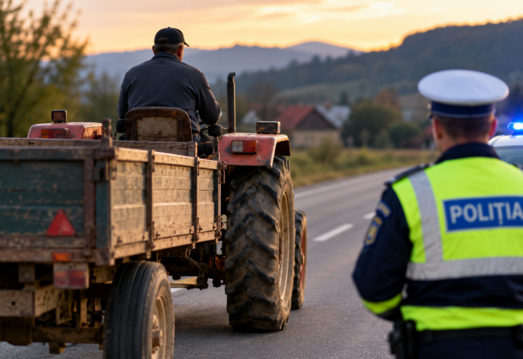 Fără permis și cu 1,17 mg/l alcool, la volanul unui tractor în Călinești. A ajuns sub monitorizare electronică